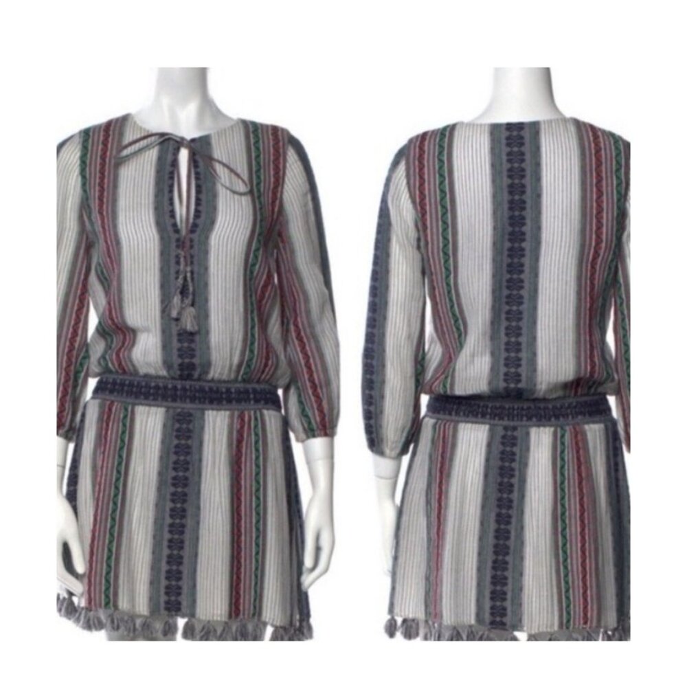 Alice + Olivia Dress Womens 8 FLAWED Nance Smocked Waist Embroidered Boho - Picture 5 of 13